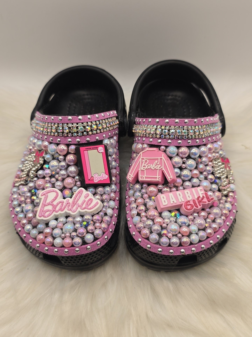 CROCS Kids Pink Pearl & Rhinestone Barbie Clog Water Shoes